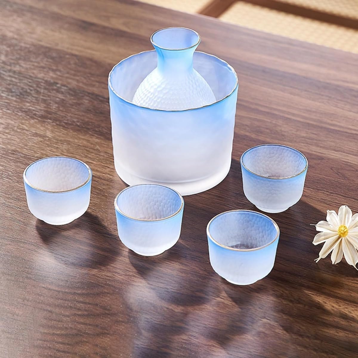 益子焼 宮沢章 AKIRA 陶器製徳利と酒杯セット 木箱. G